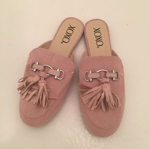 Pink suede mule